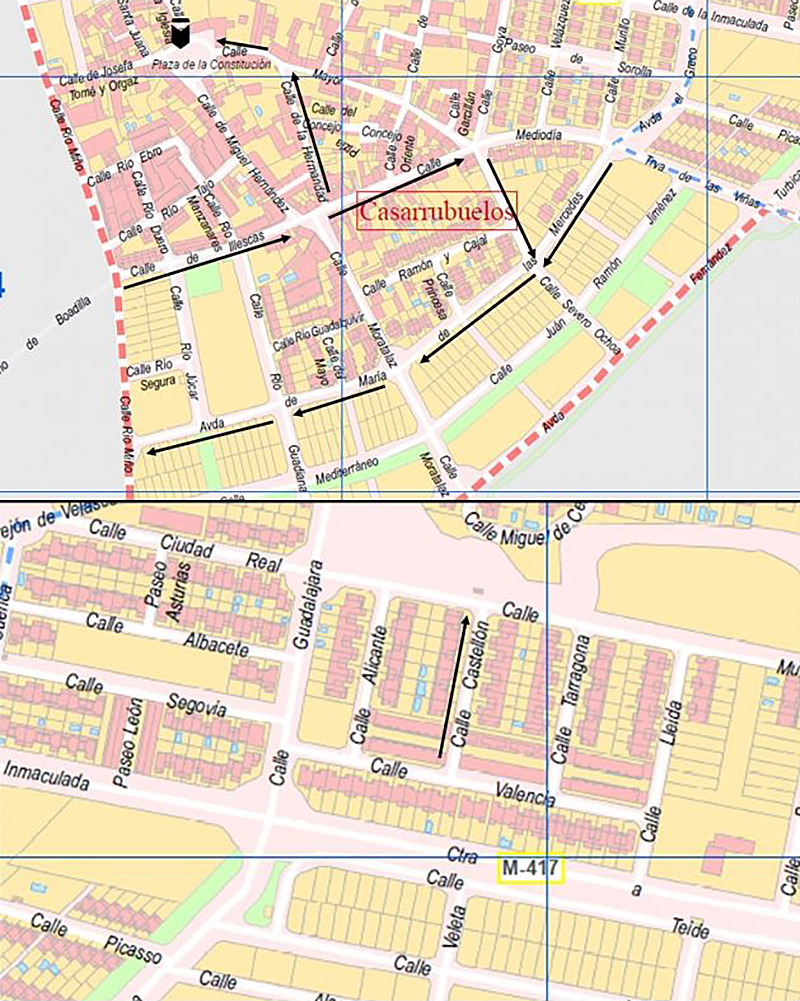 Mapa cambios de la movilidad urbana en casarrubuelos