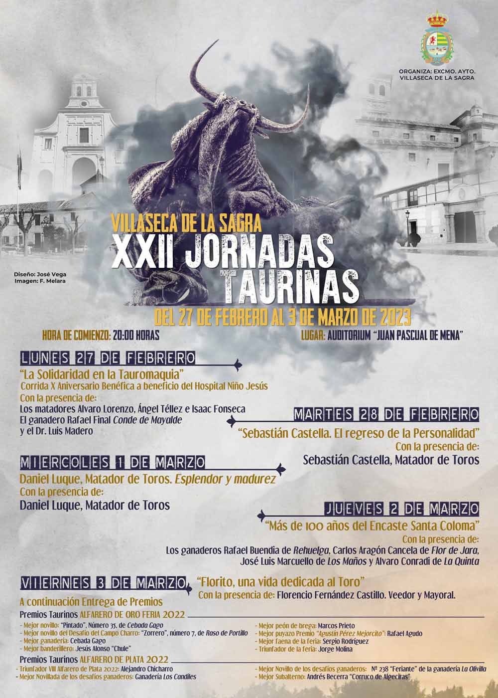Castella y Luque confirmados en las “XXII Jornadas Taurinas 2023” de Villaseca de la Sagra, que se celebrarán del lunes 27 de Febrero al 3 de Marzo de 2023 en el Auditorio “Juan Pascual de Mena” a partir de las 20:00 horas.
