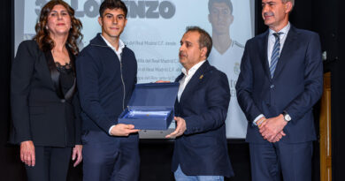 El Jugador del Real Madrid, Lorenzo Aguado en la Gala del deporte de Yeles
