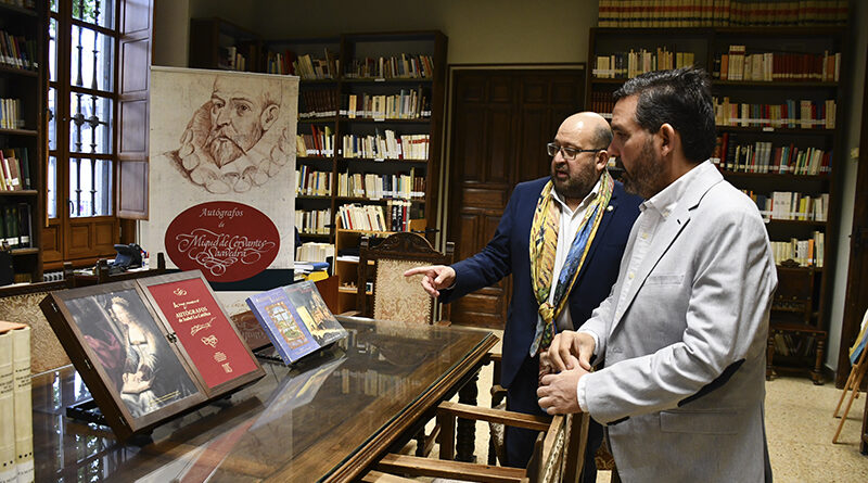 Exposición de facsímiles de Cervantes y pinturas de Pérez-Herce durante el Día del Libro en la Diputación de Toledo.