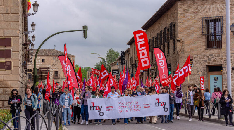 Manifestación del Primero de Mayo en Toledo, reivindicación de derechos laborales y diversas causas sociales